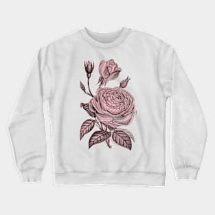 Pink Rose Flower Vintage Illustration Crewneck Sweatshirt